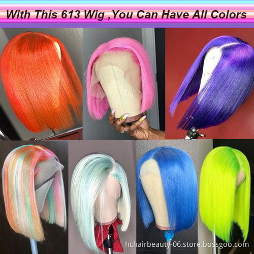 Short Lace Front Human Hair Wigs Blonde 613 Human Hair Lace Frontal Wig Brazilian Hair Blonde Bob Wig For Black Women 613 Blonde